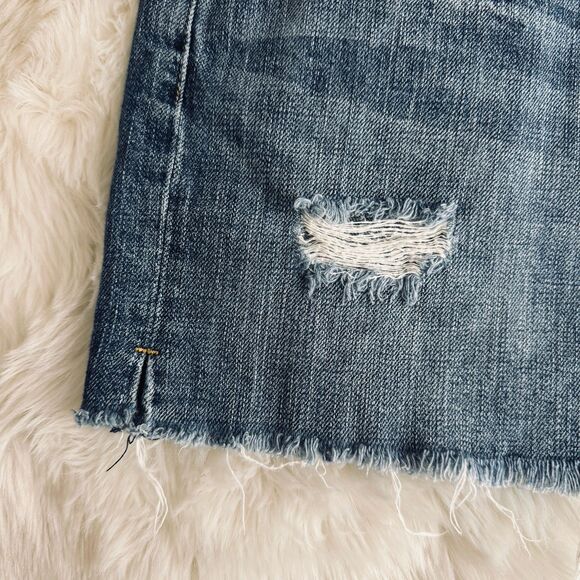 American Eagle Denim Mini Skirt 14 (37x12.5) Blue Distressed Button Cotton Women - Picture 8 of 10